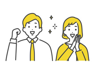 感動する男女の会社員　Inspiring men and women office workers