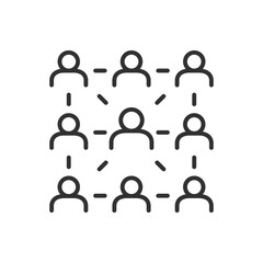 Interconnection of people, linear icon. Line with editable stroke