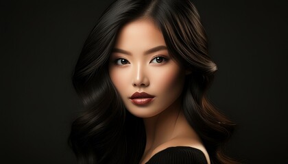 Naklejka premium studio portrait of a brunette woman on black background