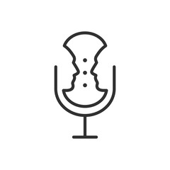Microphone and faces, linear icon. Podcast, interview. Line with editable stroke