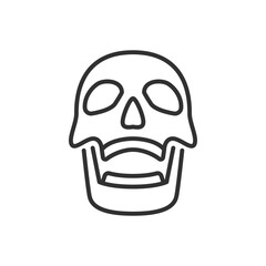 Skull with open mouth, linear icon. Open Jaw. Line with editable stroke
