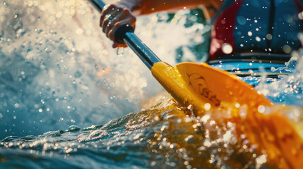 Close-Up of Kayaker's Paddle in Summer Olympic Games