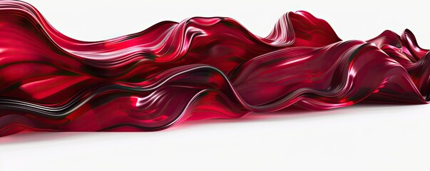 Deep crimson wave abstract background, passionate and deep, isolated on white