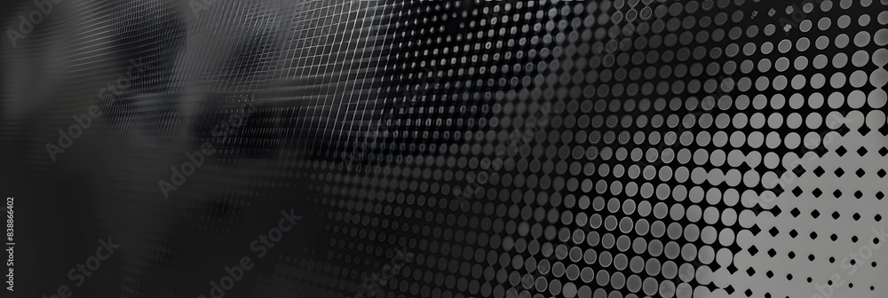 Aufkleber halftone pixelated gradient background. faded square particles texture. dissolving grunge noise wall