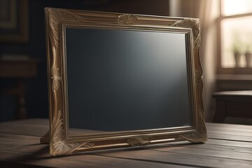 Glass picture frame on a solid color background. ai generative