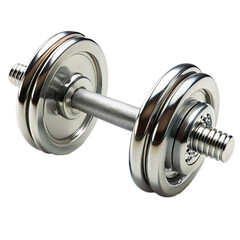 Muscle equipment with silver dumbbell isolated on transparent background