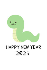 2025年巳年の年賀状テンプレート　蛇年　かわいい　ベクター	