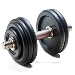 Muscle equipment with steel dumbbell isolated on transparent background