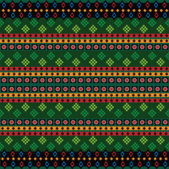 Tribal fabric pattern on a dark green background.
Vintage decorative elements.