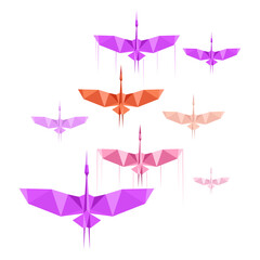 Origami birds vector With White Background