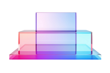 Elegant Tower of Glass Blocks on a White or Clear Surface PNG Transparent Background.