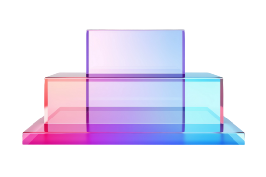 Elegant Tower of Glass Blocks on a White or Clear Surface PNG Transparent Background.