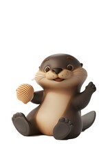 Naklejka premium figurine of a beaver transparent background, PNG file