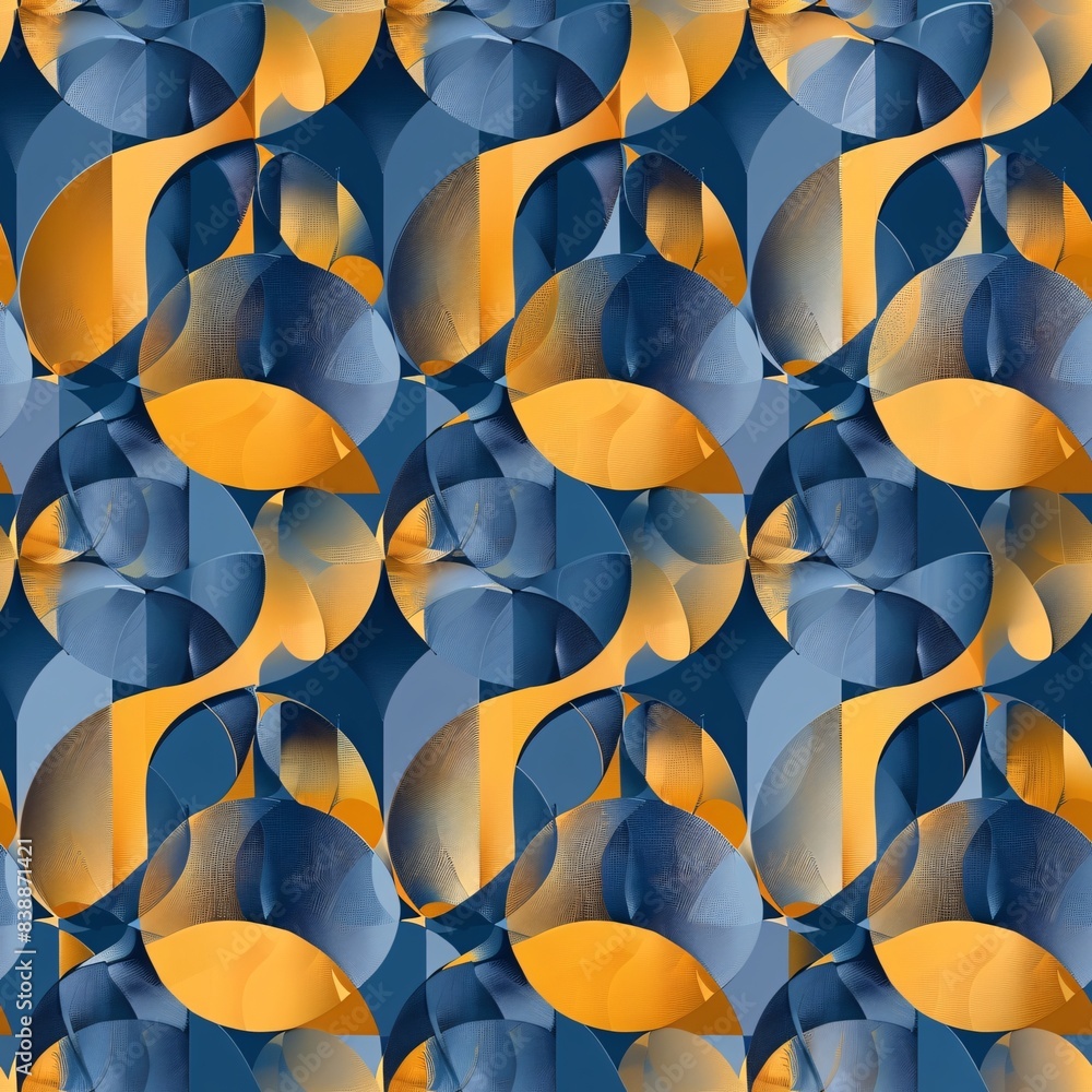 Poster A seamless pattern featuring abstract modern design with overlapping layers and textures, creating depth and interest