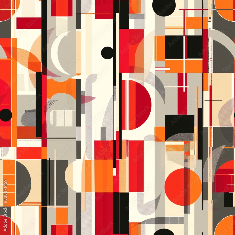 Poster a seamless pattern displaying an abstract modern background with dynamic shapes and bold color block