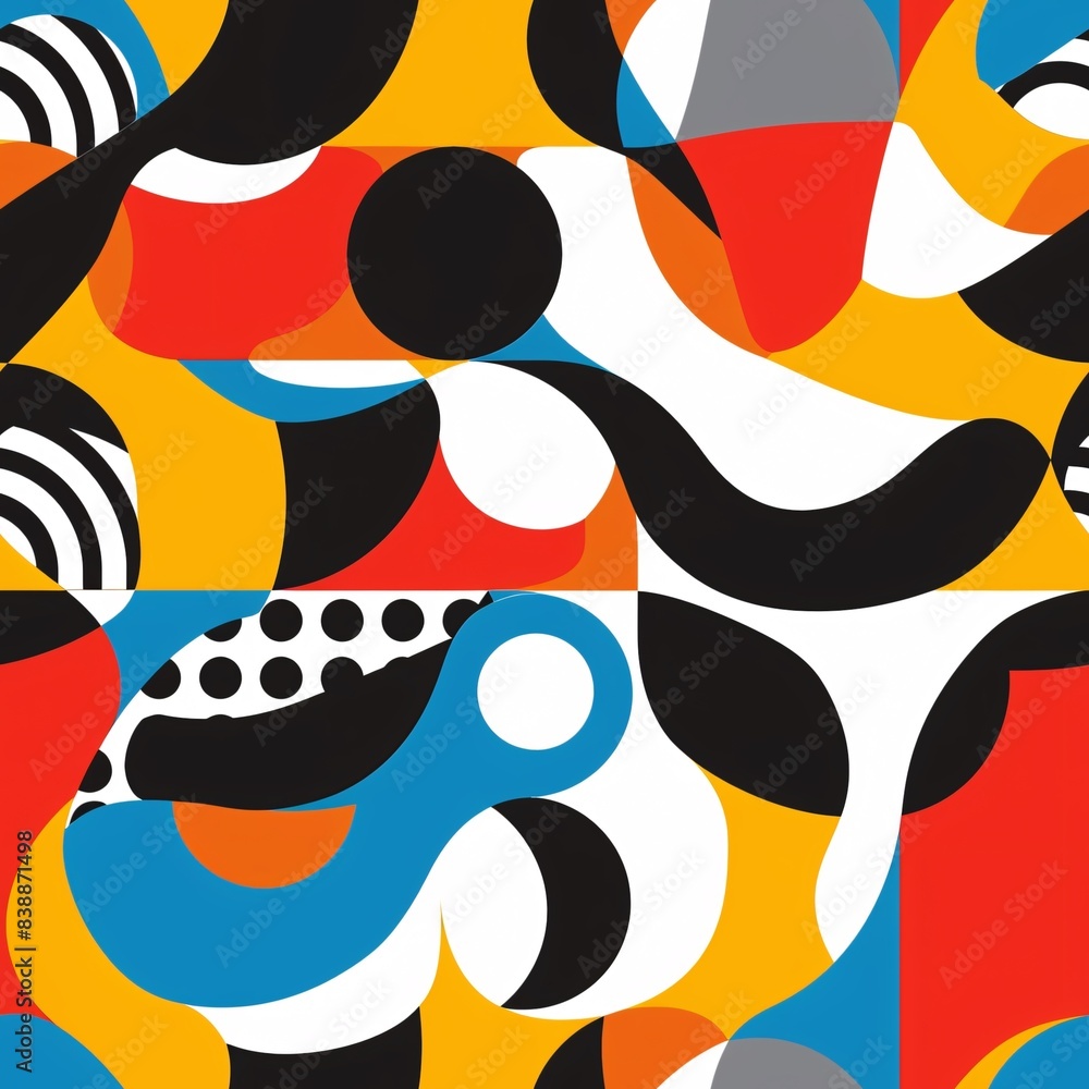 Poster a seamless pattern displaying an abstract modern background with dynamic shapes and bold color block