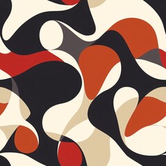 A seamless pattern of abstract modern design elements with a mix of smooth curves and angular forms, creating a balanced and contemporary look