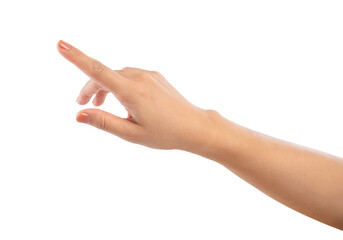 Female hand gesture isolated on white background, clipping path.