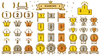 手描き風ベクターのランキングアイコンセット