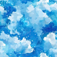 pattern of cloud water color flat design top view dreamy theme cartoon drawing Complementary Color Scheme