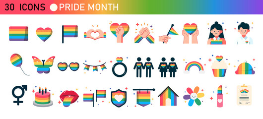 pride month icon set, LGBTQ concept. Vector illustration