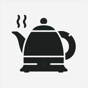 black electric kettle steaming icon clip art preview