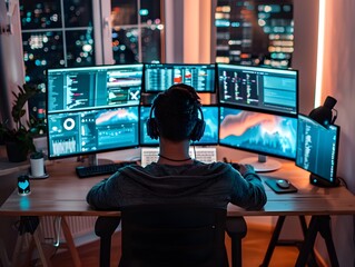 A person working remotely from home.