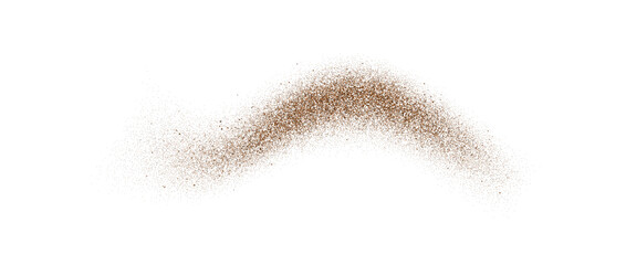 Coffee, cocoa or chocolate powder particles. Brown dust or sand wave element. Ground beans, grains and granules wavy flowing shape. Vector overlay illustration