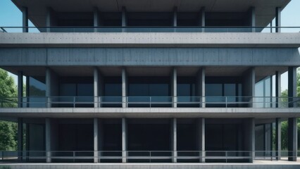 modern, multi-story building with glass windows and concrete structure. The clean lines and urban setting convey a sense of contemporary architectural design
