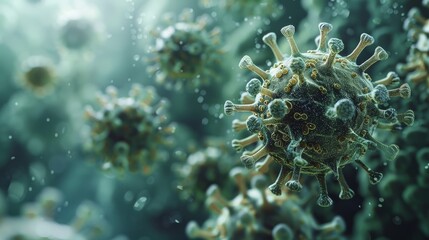 Fototapeta premium Virus, viral infection, bacteria close up, microorganism, 3d rendering