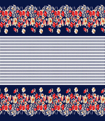 Floral pattern border with stripes