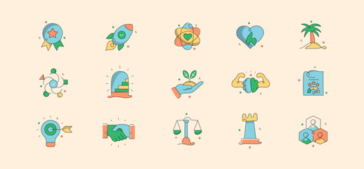 Collaborative Culture Icon Set: Teamwork, Communication, Diversity. Editable Stroke Icons.