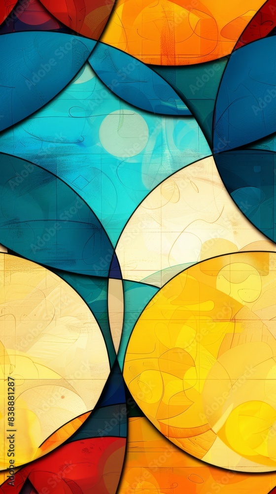 Poster colorful abstract geometric pattern with overlapping circles
