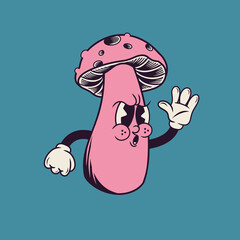 Retro character design from mushrooms