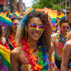 Obraz premium pride parade featuring diverse participants and vibrant colors