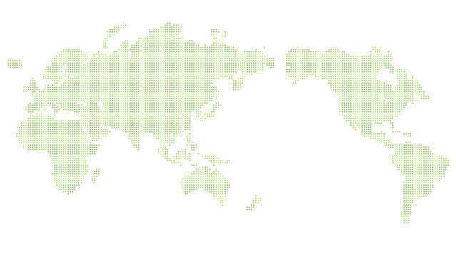 ドットで描いたシンプルな世界地図　白背景