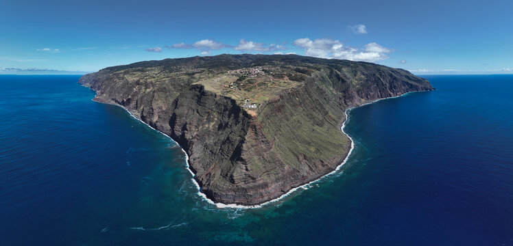 Aerial view of Ponta do Pargo lighthouse