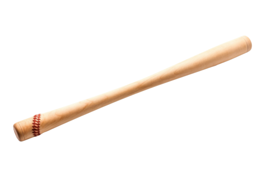 Stitched in Red: The Unique Baseball Bat on a White or Clear Surface PNG Transparent Background.