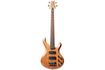 Obraz premium Melodic Symphony: A Wooden Bodied Electric Guitar on a White or Clear Surface PNG Transparent Background.