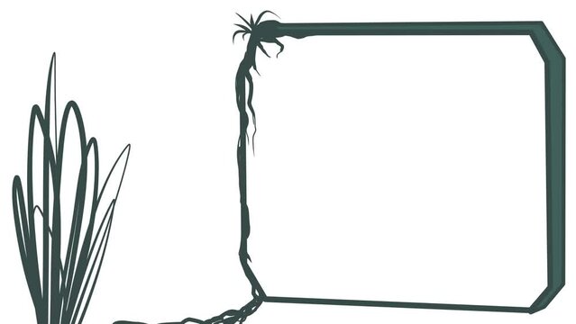 Next to the rectangular frame, the bush is quickly changing.