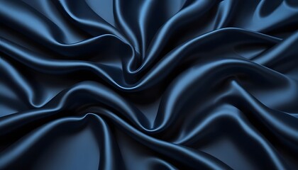 Obraz premium Black blue green abstract background. Dark green silk satin texture background. Beautiful wavy soft folds on the surface of the fabric. Teal elegant background with copy space for design. Web banner.