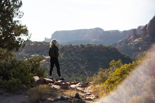Woman hiker enjoys Sedona's scenic trails.