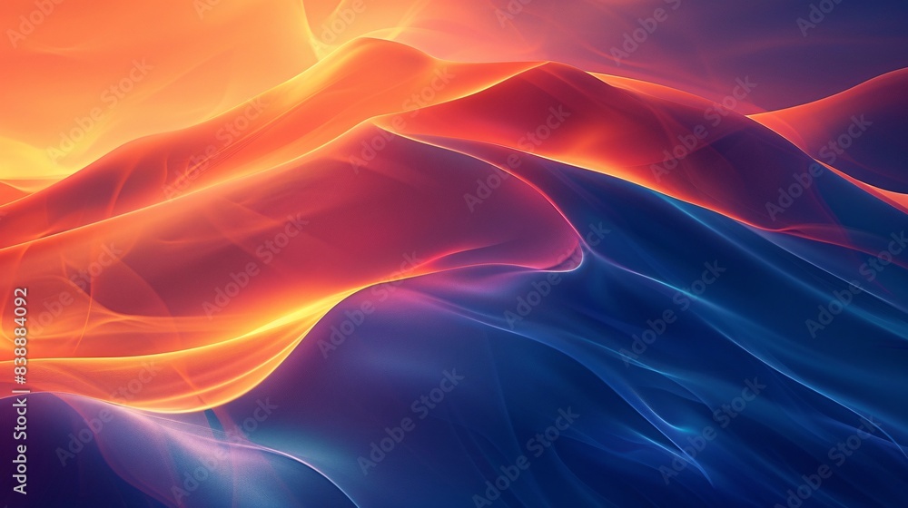 Poster the gradient background color of orange and blue is smooth, with no texture. the entire screen adopt