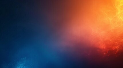 Dark blue background with orange gradient light effect, grainy texture, blurred, minimalist style, large area of blank space on the left side of screen, subtle gradient background, dark background,