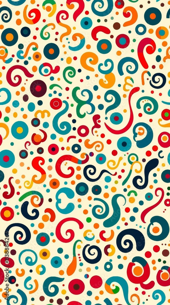 Poster colorful abstract pattern with swirls and circles