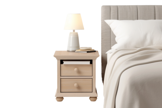 Moonlit Serenity: A Bedside Tale on a White or Clear Surface PNG Transparent Background.