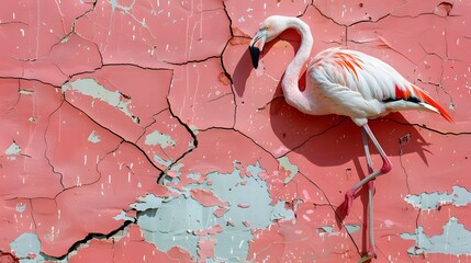 Illustration disign of a pink flamingo. Ai Generate.