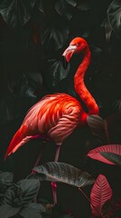 Fototapeta premium Illustration disign of a pink flamingo. Ai Generate.
