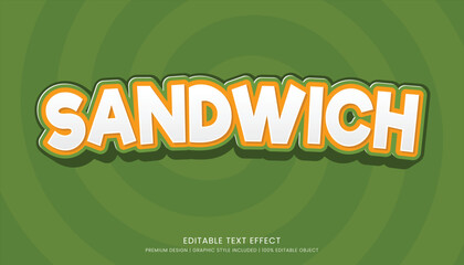 sandwich editable 3d text effect template bold typography and abstract style drinks logo and brand