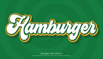 Obraz premium hamburger editable 3d text effect template bold typography and abstract style drinks logo and brand